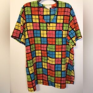 Vintage 80s Christie & Jill multicolor Blouse size XL